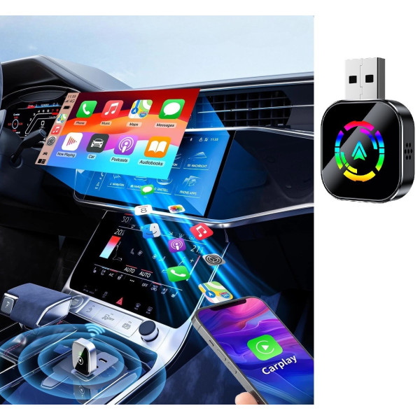 Беспроводной автоадаптер CarPlay/Android Auto с USB Type-C, plug & play, для iOS и Android