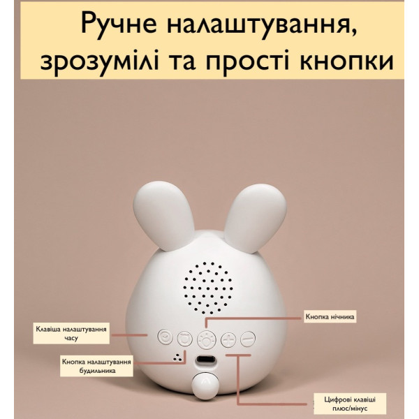 Детские электронные часы-ночник в форме милого зайчика с LED-дисплеем подсветкой будильником и аккумулятором