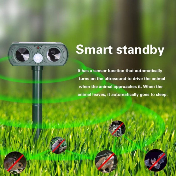 Ультразвуковой отпугиватель животных Solar Animal Repeller на солнечной батарее для защиты участка