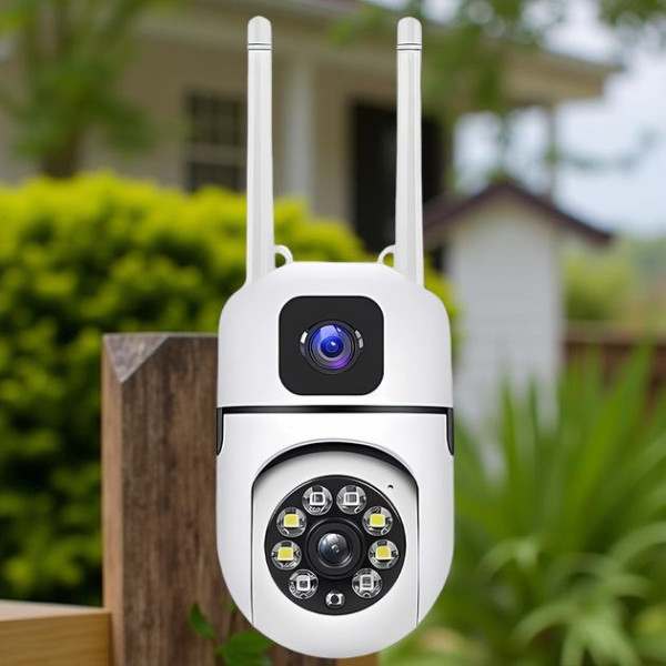 Поворотная уличная Wi-Fi камера Dual Lens E10 8MP 4K с ночным видением и двусторонней связью