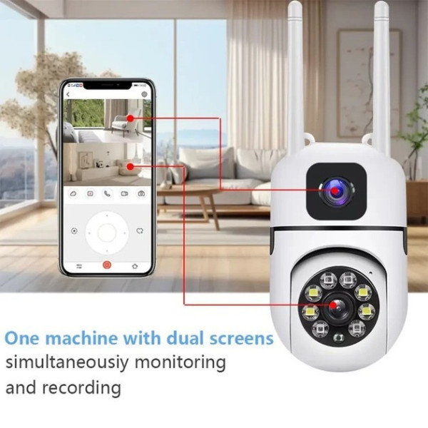 Поворотная уличная Wi-Fi камера Dual Lens E10 8MP 4K с ночным видением и двусторонней связью