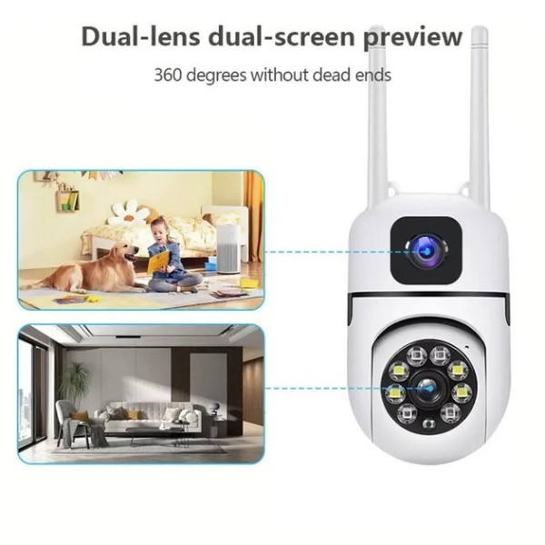 Поворотная уличная Wi-Fi камера Dual Lens E10 8MP 4K с ночным видением и двусторонней связью