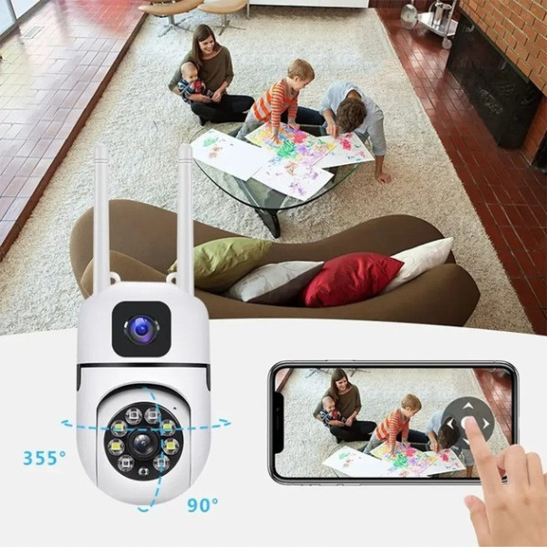 Поворотная уличная Wi-Fi камера Dual Lens E10 8MP 4K с ночным видением и двусторонней связью