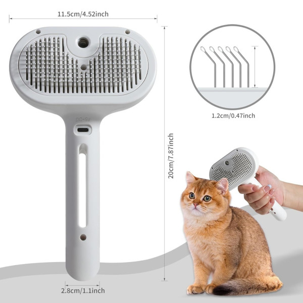 Паровая массажная щетка Zmaker для кошек и собак с распылителем и массажем, USB, портативная