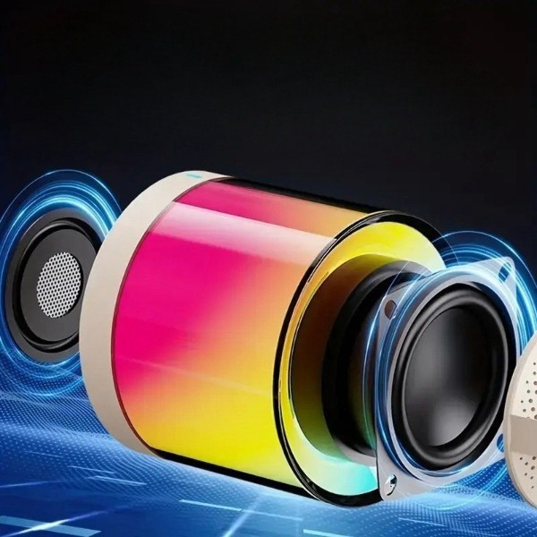 Портативная Bluetooth колонка K52 с 2 караоке микрофонами, бежевый цвет, RGB подсветка,аккумулятор до 12 часов