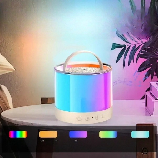 Портативная Bluetooth колонка K52 с 2 караоке микрофонами, бежевый цвет, RGB подсветка,аккумулятор до 12 часов