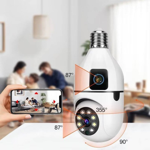 Wi-Fi камера двойная E27 Sq02 с ночным видением, датчиком движения и двусторонней связью