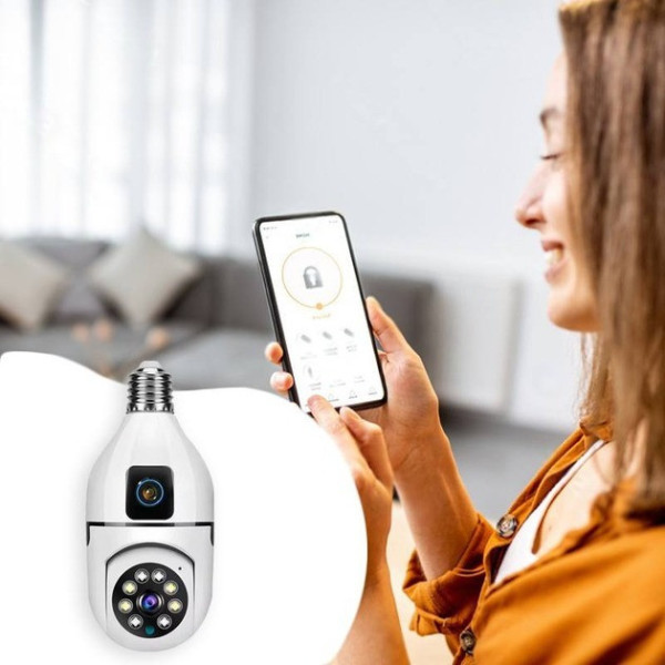 Wi-Fi камера двойная E27 Sq02 с ночным видением, датчиком движения и двусторонней связью