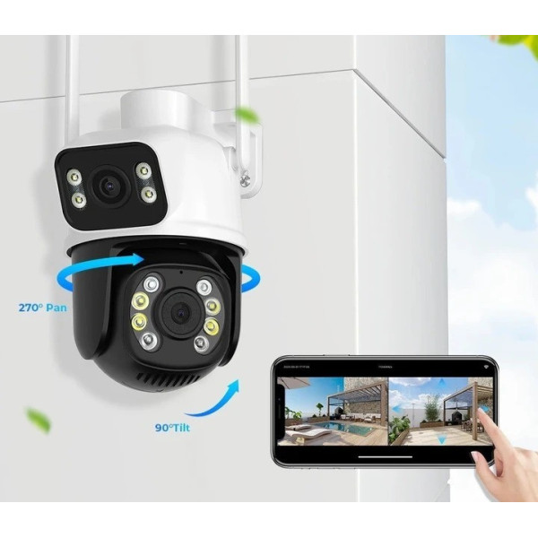 Уличная IP-камера A8BQ с LED подсветкой, двойными линзами и датчиком движения
