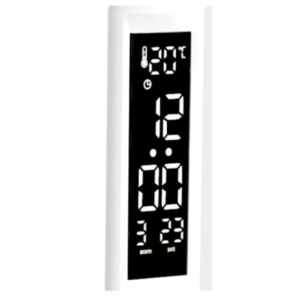 Настольная LED-лампа 868S с аккумулятором, часами, термометром и подставкой для телефона, белая
