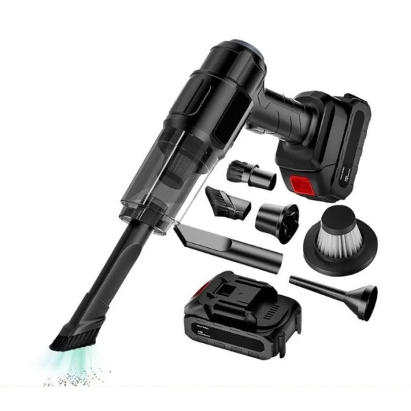 Автомобильный пылесос Vacuum Cleaner 9997, аккумуляторный, HEPA фильтр, 6 насадок, для дома и авто