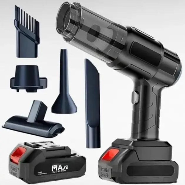 Автомобильный пылесос Vacuum Cleaner 9997, аккумуляторный, HEPA фильтр, 6 насадок, для дома и авто