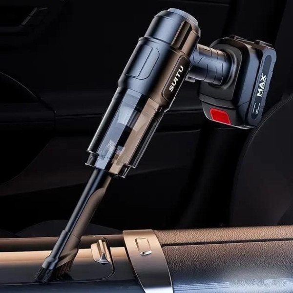 Автомобильный пылесос Vacuum Cleaner 9997, аккумуляторный, HEPA фильтр, 6 насадок, для дома и авто