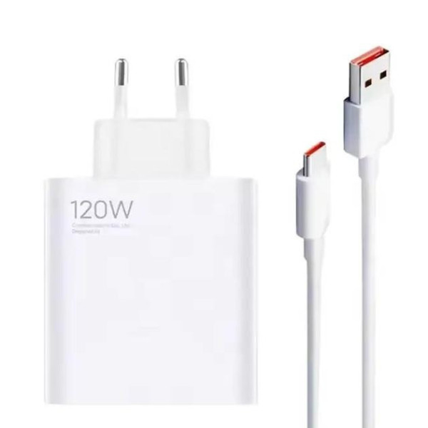 Сетевой блок питания 120W QC 3.0 USB Type-A с кабелем, быстрая зарядка, белый
