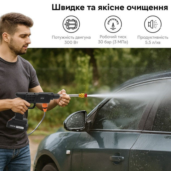 Беспроводная мини-мойка высокого давления 21W с аккумулятором для автомобилей и дома