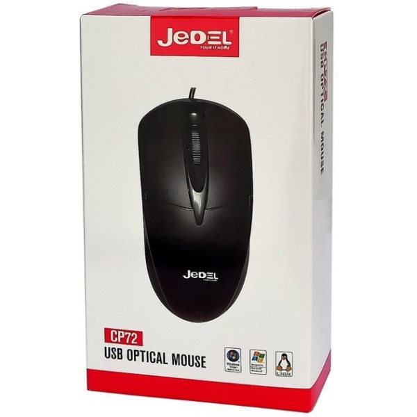 Проводная компьютерная мышь Jedel CP72 USB, 1000 DPI, черная, кабель 1.35 м для ноутбука и ПК