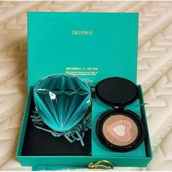 Тональный кушон Drawshe Emerald Crystal Glow увлажняющий, трехцветный, с заменяемым блоком, 24 г