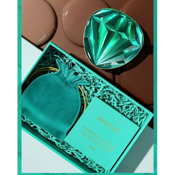 Тональный кушон Drawshe Emerald Crystal Glow увлажняющий, трехцветный, с заменяемым блоком, 24 г
