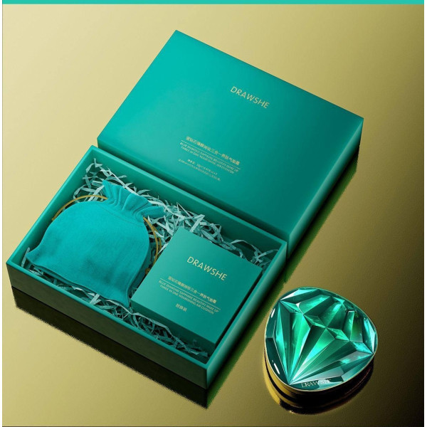 Тональный кушон Drawshe Emerald Crystal Glow увлажняющий, трехцветный, с заменяемым блоком, 24 г