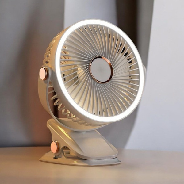 Аккумуляторный вентилятор с LED подсветкой VHG F03 настольный и портативный, 3 скорости, 720° вращение
