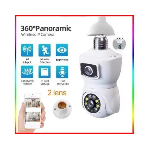 Камера видеонаблюдения PTZ-Lamp 2MP 1080P Wi-Fi в патрон E27 с ночным видением V09
