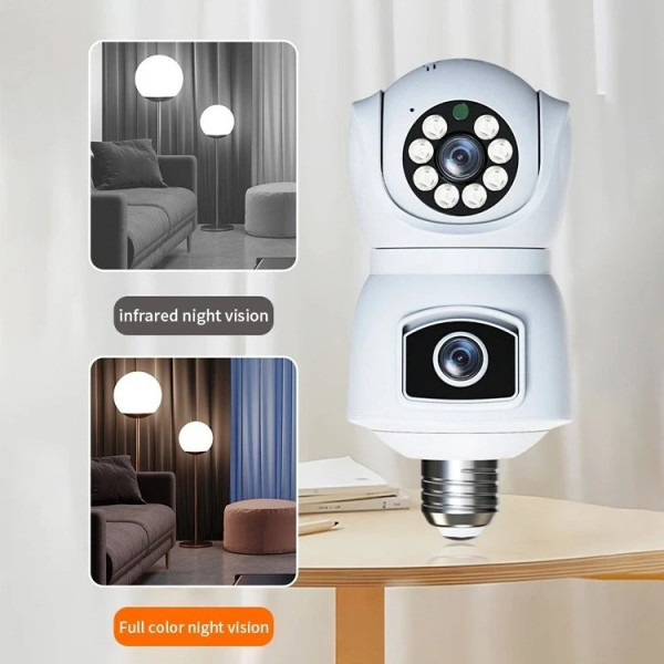 Камера видеонаблюдения PTZ-Lamp 2MP 1080P Wi-Fi в патрон E27 с ночным видением V09