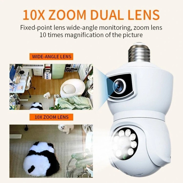 Камера видеонаблюдения PTZ-Lamp 2MP 1080P Wi-Fi в патрон E27 с ночным видением V09