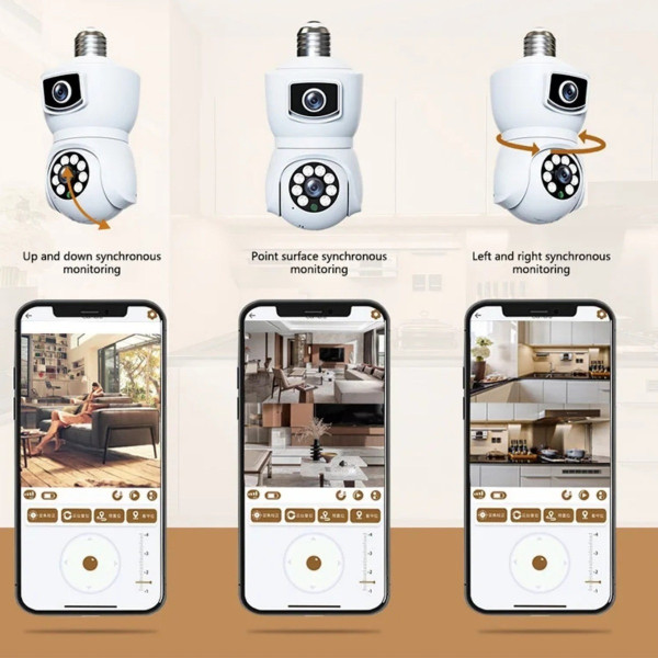 Камера видеонаблюдения PTZ-Lamp 2MP 1080P Wi-Fi в патрон E27 с ночным видением V09