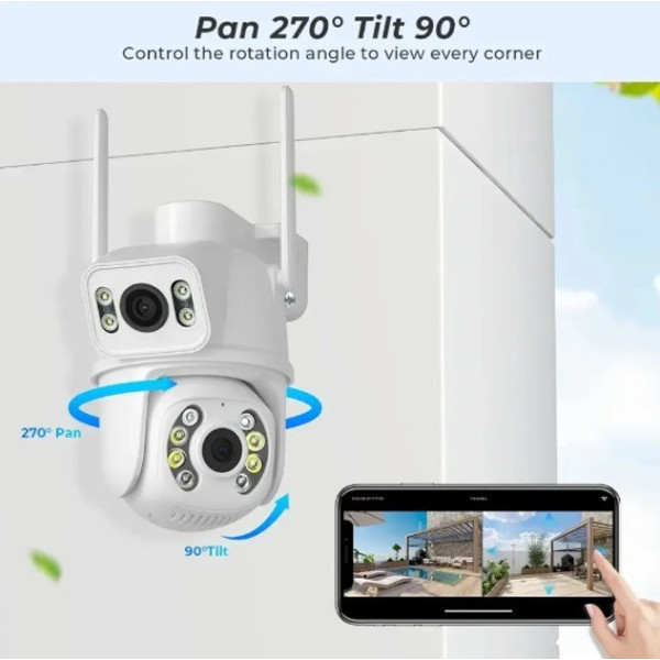 Уличная Wi-Fi IP камера видеонаблюдения PTZ 12MP SD39 4G с поворотом, датчиком движения и ночным видением