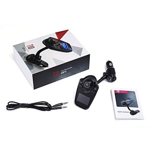Авто FM модулятор T10 Bluetooth с USB зарядкой, AUX и microSD для трансляции музыки в автомобиле