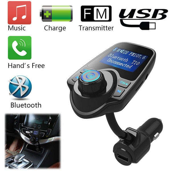 Авто FM модулятор T10 Bluetooth с USB зарядкой, AUX и microSD для трансляции музыки в автомобиле