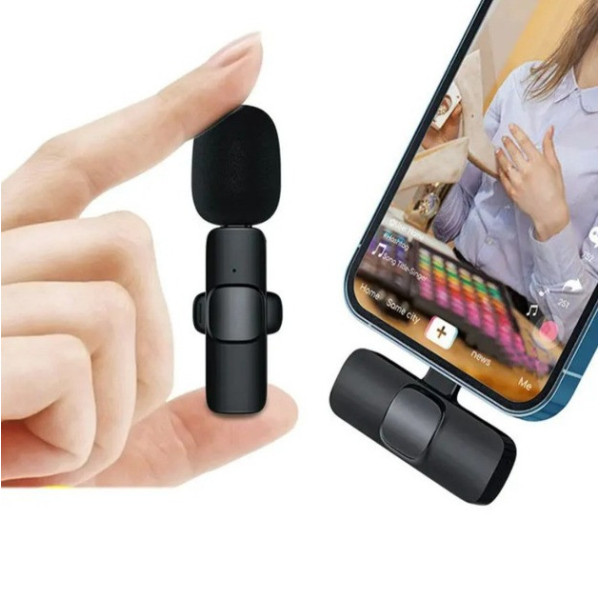 Беспроводной петличный микрофон K11 Wireless Lavalier с ресивером Lightning для iPhone и iPad, черный