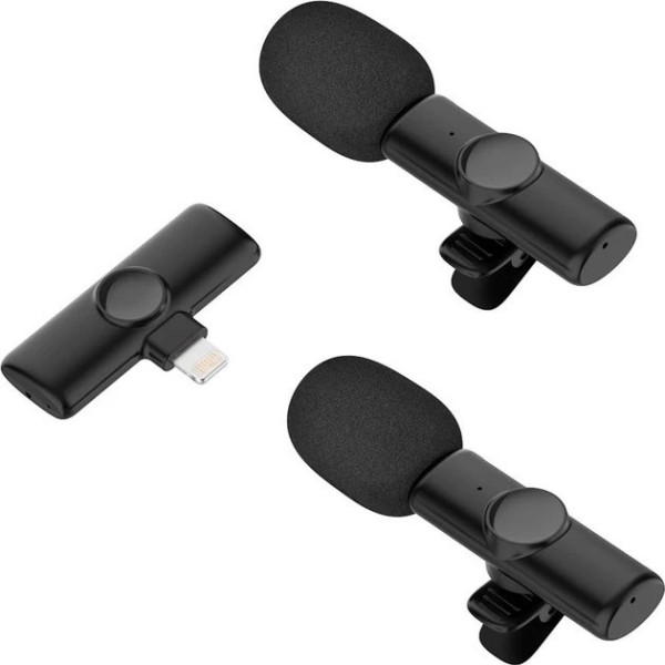 Беспроводной петличный микрофон K11 Wireless Lavalier с ресивером Lightning для iPhone и iPad, черный