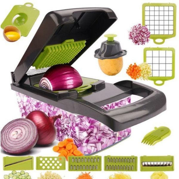 Многофункциональная овощерезка-производитель Veggie Slicer 14в1 с контейнером и 7 сменными лезвиями