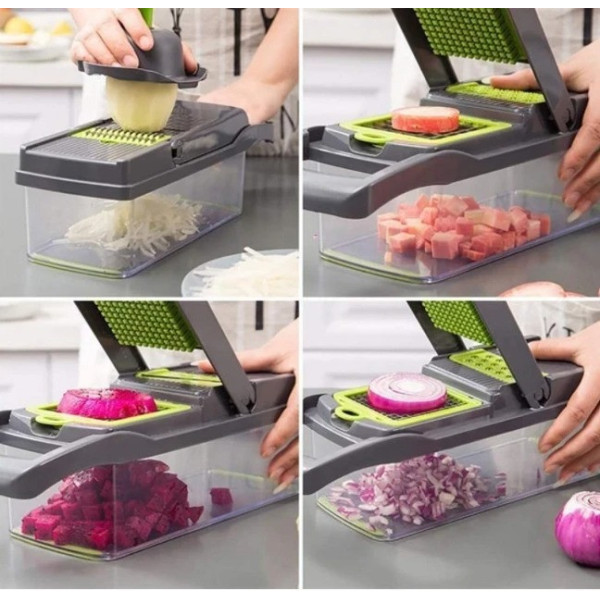 Многофункциональная овощерезка-производитель Veggie Slicer 14в1 с контейнером и 7 сменными лезвиями