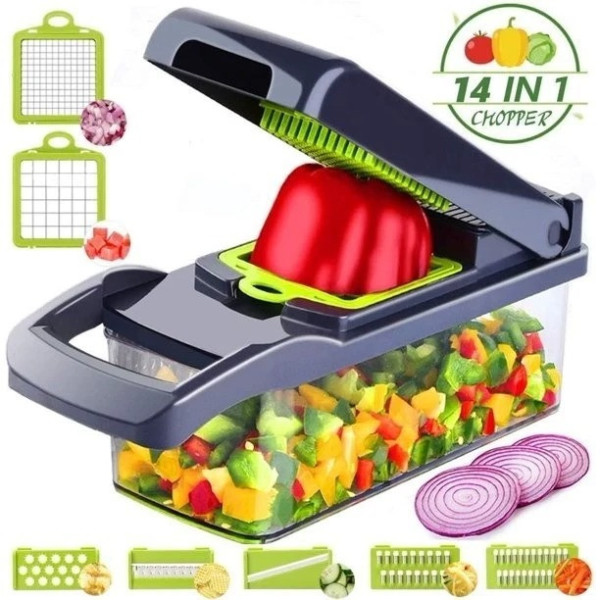 Многофункциональная овощерезка-производитель Veggie Slicer 14в1 с контейнером и 7 сменными лезвиями