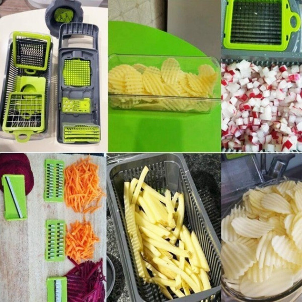 Многофункциональная овощерезка-производитель Veggie Slicer 14в1 с контейнером и 7 сменными лезвиями