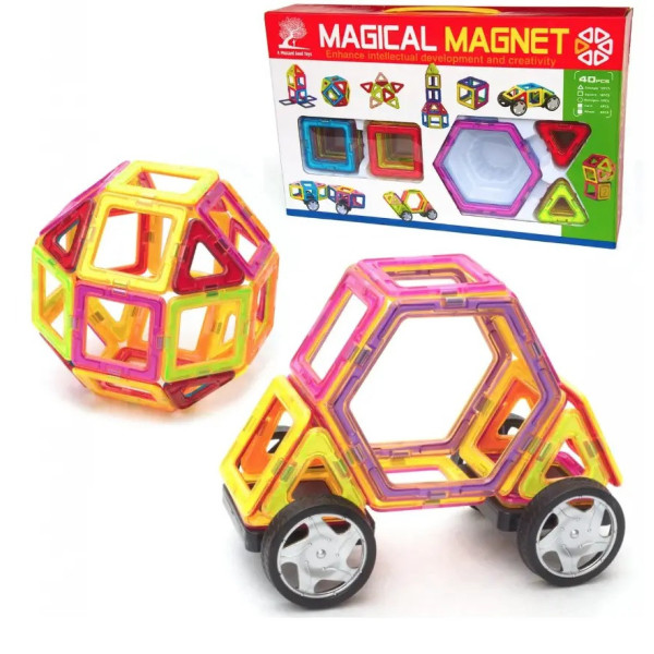 Детский магнитный конструктор 3D Magical Magnet 98 элементов для обучения и игры