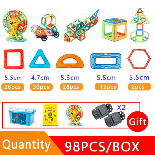 Детский магнитный конструктор 3D Magical Magnet 98 элементов для обучения и игры