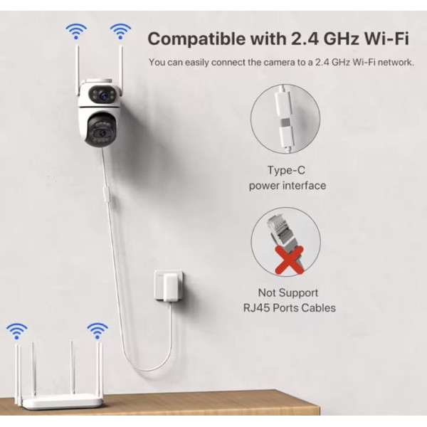 Видеокамера WiFi IP Q2 с поворотным механизмом и двойной оптикой 8МП
