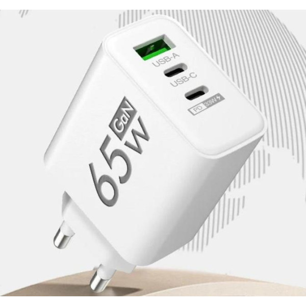 Универсальное зарядное устройство GaN 65W TRG-185 с функцией быстрой зарядки белое
