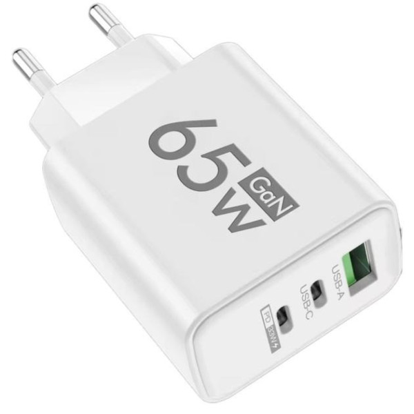Универсальное зарядное устройство GaN 65W TRG-185 с функцией быстрой зарядки белое