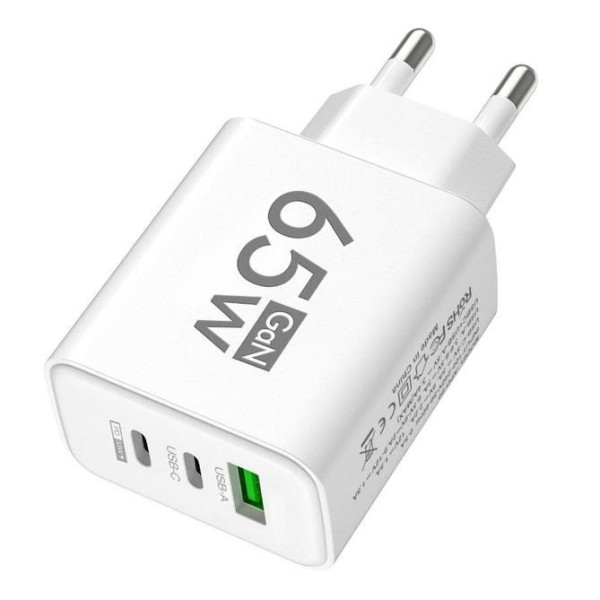 Универсальное зарядное устройство GaN 65W TRG-185 с функцией быстрой зарядки белое