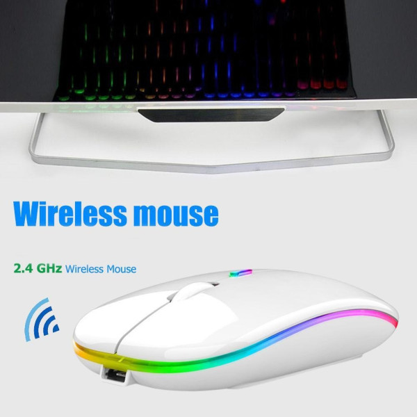 Аккумуляторная мышь Bluetooth с RGB подсветкой белая