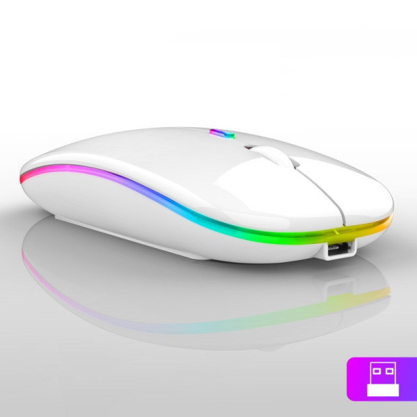 Аккумуляторная мышь Bluetooth с RGB подсветкой белая