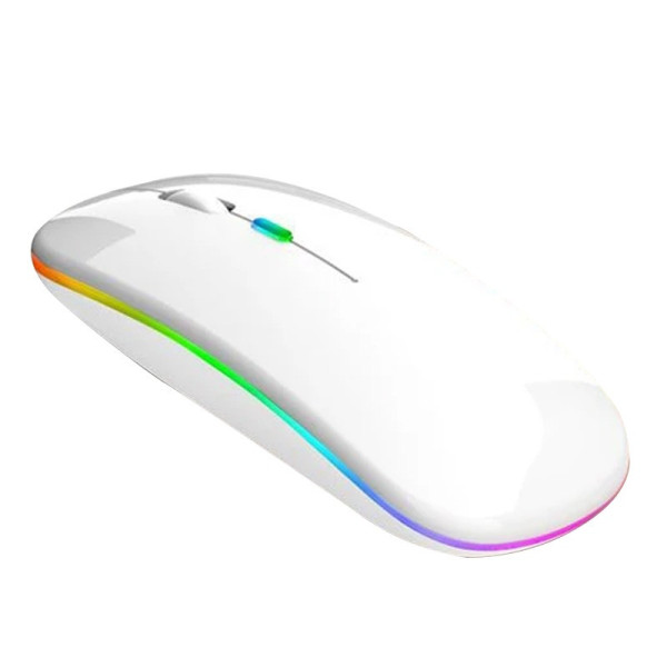 Аккумуляторная мышь Bluetooth с RGB подсветкой белая