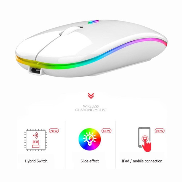 Аккумуляторная мышь Bluetooth с RGB подсветкой белая