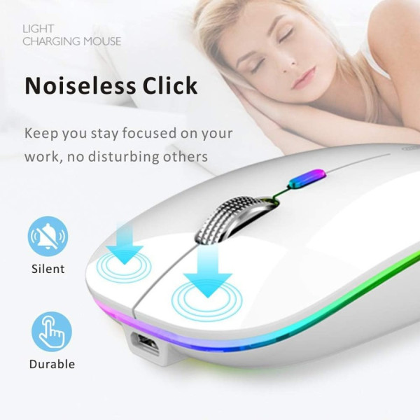 Аккумуляторная мышь Bluetooth с RGB подсветкой белая