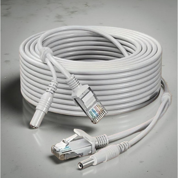 Готовый сетевой и силовой кабель RJ45 DC 20 м медный для камер