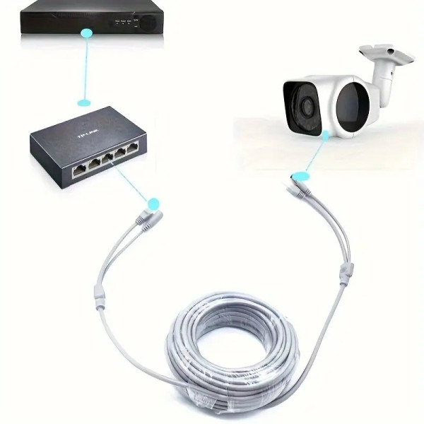 Готовый сетевой и силовой кабель RJ45 DC 20 м медный для камер